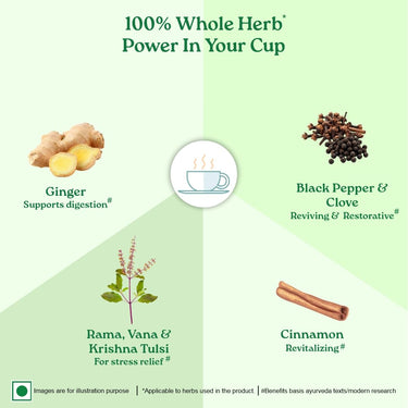 A TATA Product - Organic India Tulsi Masala Chai, 25 Tea Bags, Stress Relieving*, Refreshing And Relaxing, 100% Whole Herb Power*, Certified Organic, Unbleached Filter Paper Tea Bags